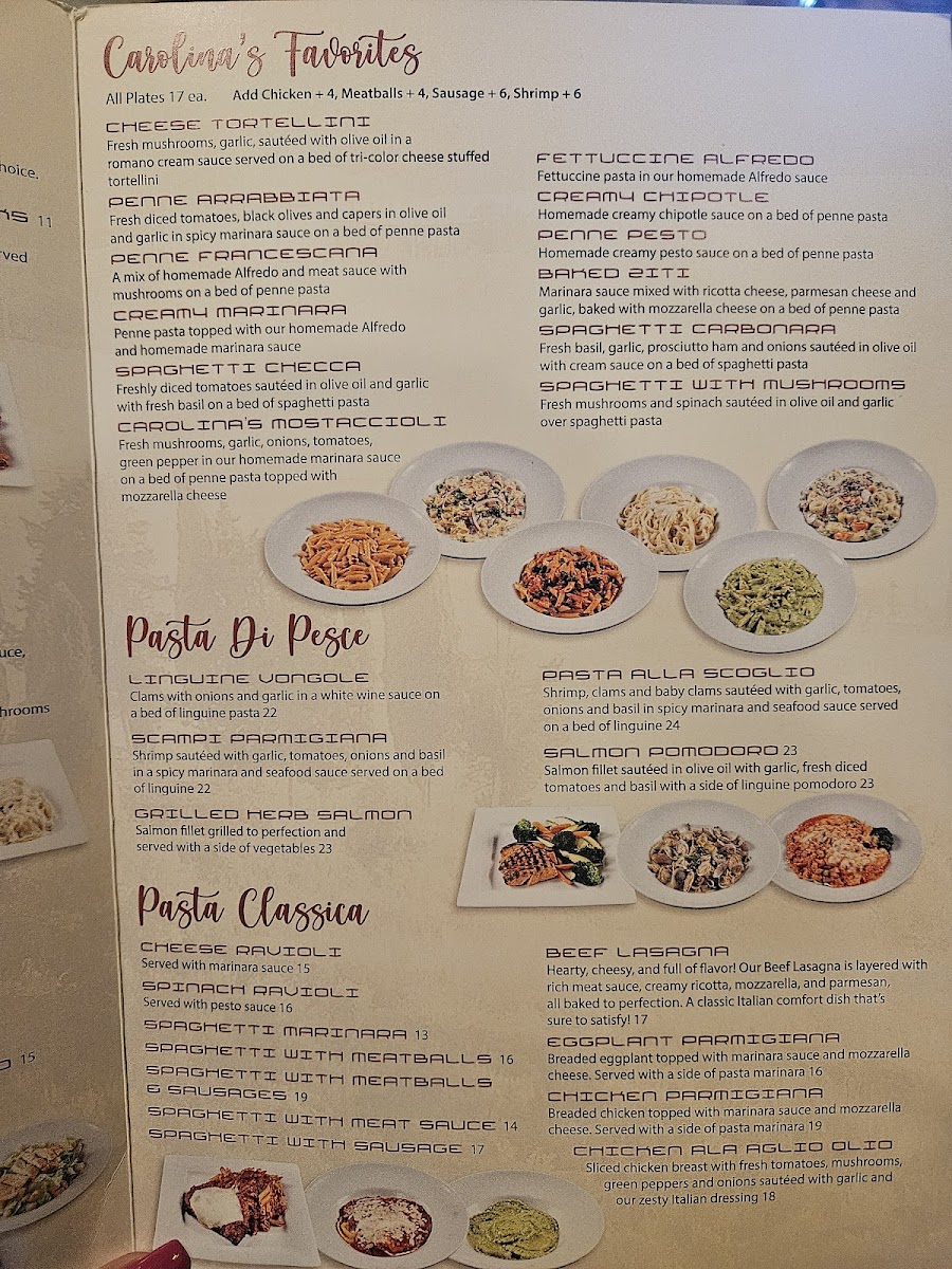Carolina's Italian Restaurant Menu - Image 2